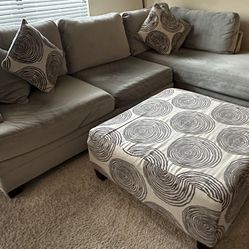 MOVING SALE – Gray Chaise Sectional + Ottoman | Must Go ASAP!!