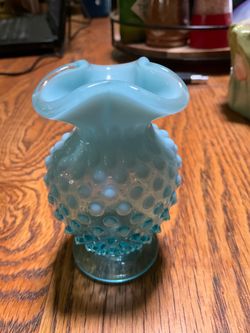 Blue hobnail vase