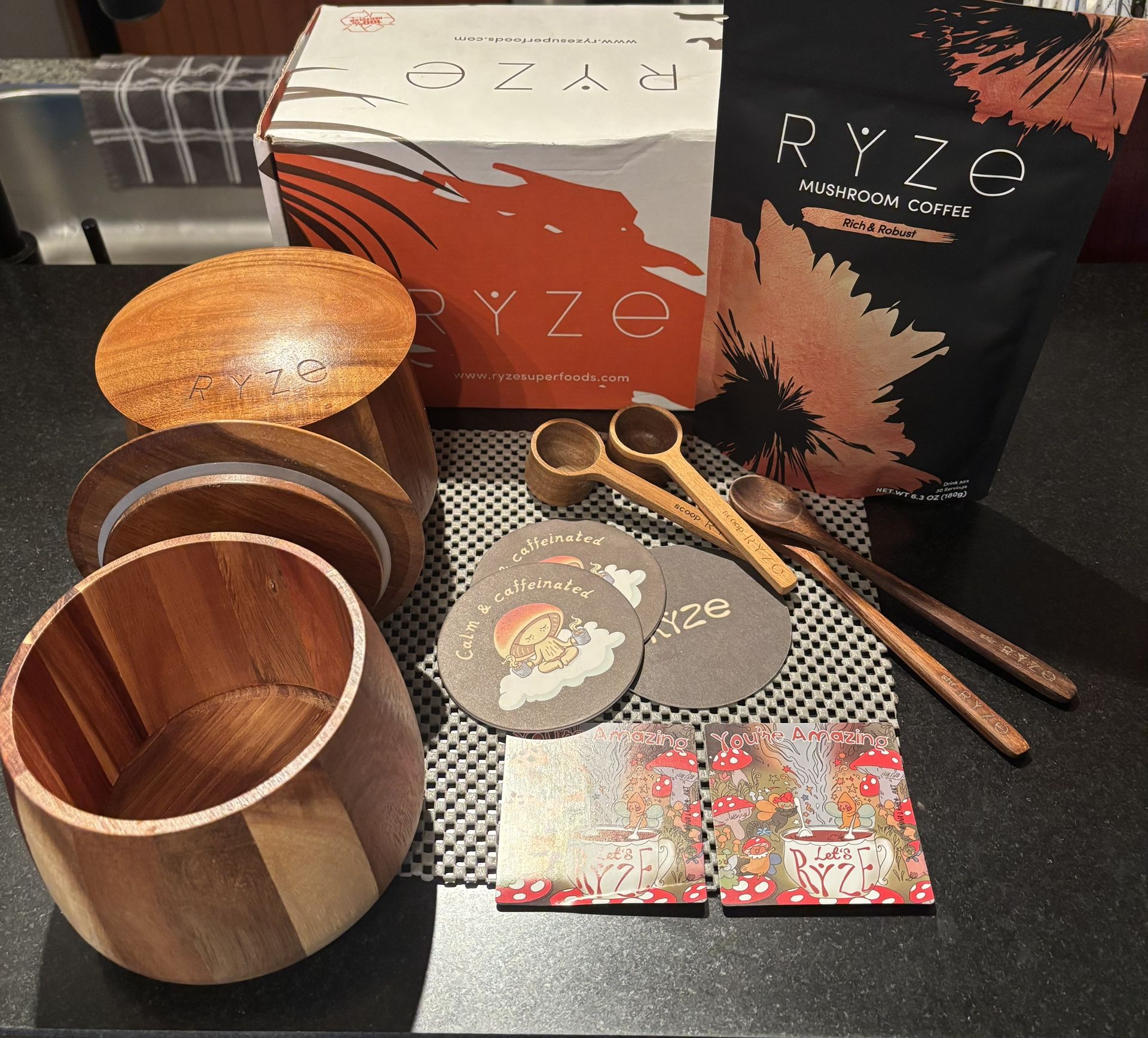 RYZE Mushroom Coffee Set W/ 90 Servings Coffee And 30 Servings Creamer- $200 Value