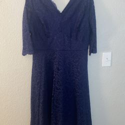 Blue Lace Half Sleeve Dress Size XL