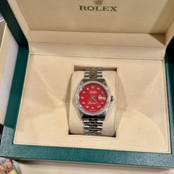 36mm Red Rolex Date Just