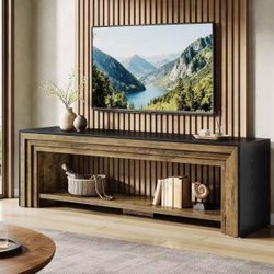 F2443 70" TV Stand, Long Entertainment Center with Shelves for Up to 80" TV