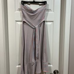 Asymmetrical Fuchsia Pink And Pale Blue  Strapless Dress  (Made in the USA), Size: Large