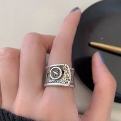 925 Sterling Silver Women's Cuff Ring Band Adjustable Size Gift 