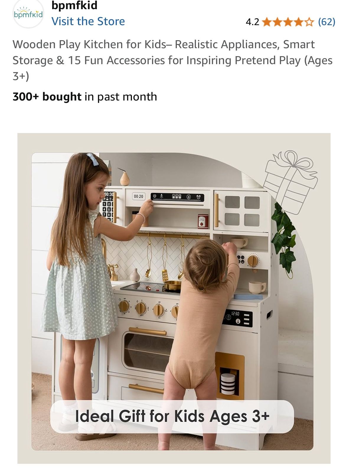 Wooden Play Kitchen for Kids– Realistic Appliances