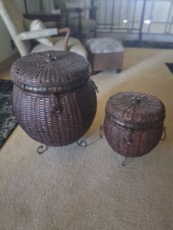 Brown Wicker Baskets Set Of 2