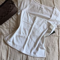 Classy White Square Neck Top