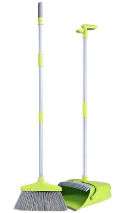 Broom and Dustpan Set, Dustpan with Long Handle Broom Combo Set, Upgraded Lobby Broom & Dustpan Combo, Upright Grips Sweep Set with Broom