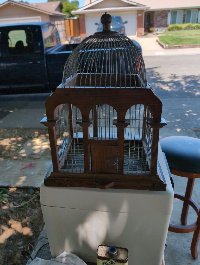 Antique Wood & Metal Italian Architectural Birdcage 1(contact info removed)