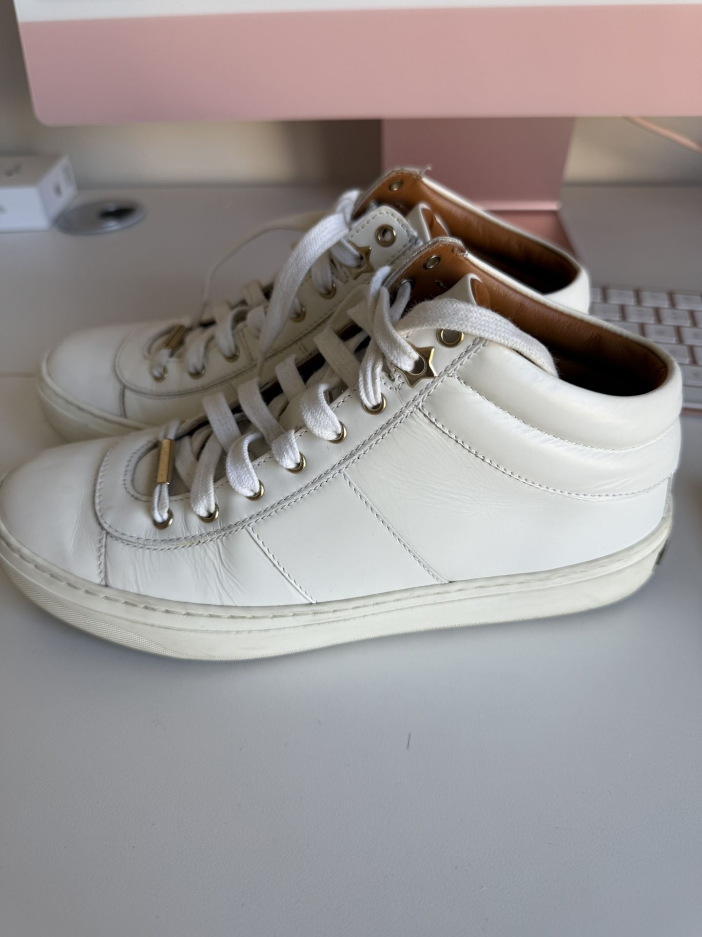 Jimmy Choo White High Top Sneakers Size EU 36 6 US