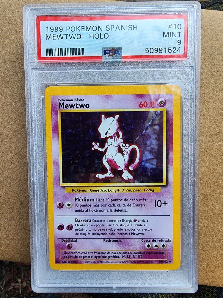 1999 Pokemon Mewtwo PSA 9 Spanish VARIANT 