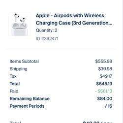 100% Authenticated Apple Airpods (3rd Generation) With Wireless MagSafe Charging Case - Brand New 