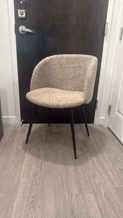Boucle Accent Chair with Black Metal Legs $10