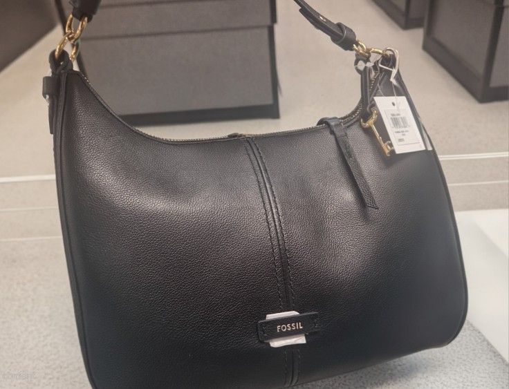 Fossil Leather Black Hobo Purse