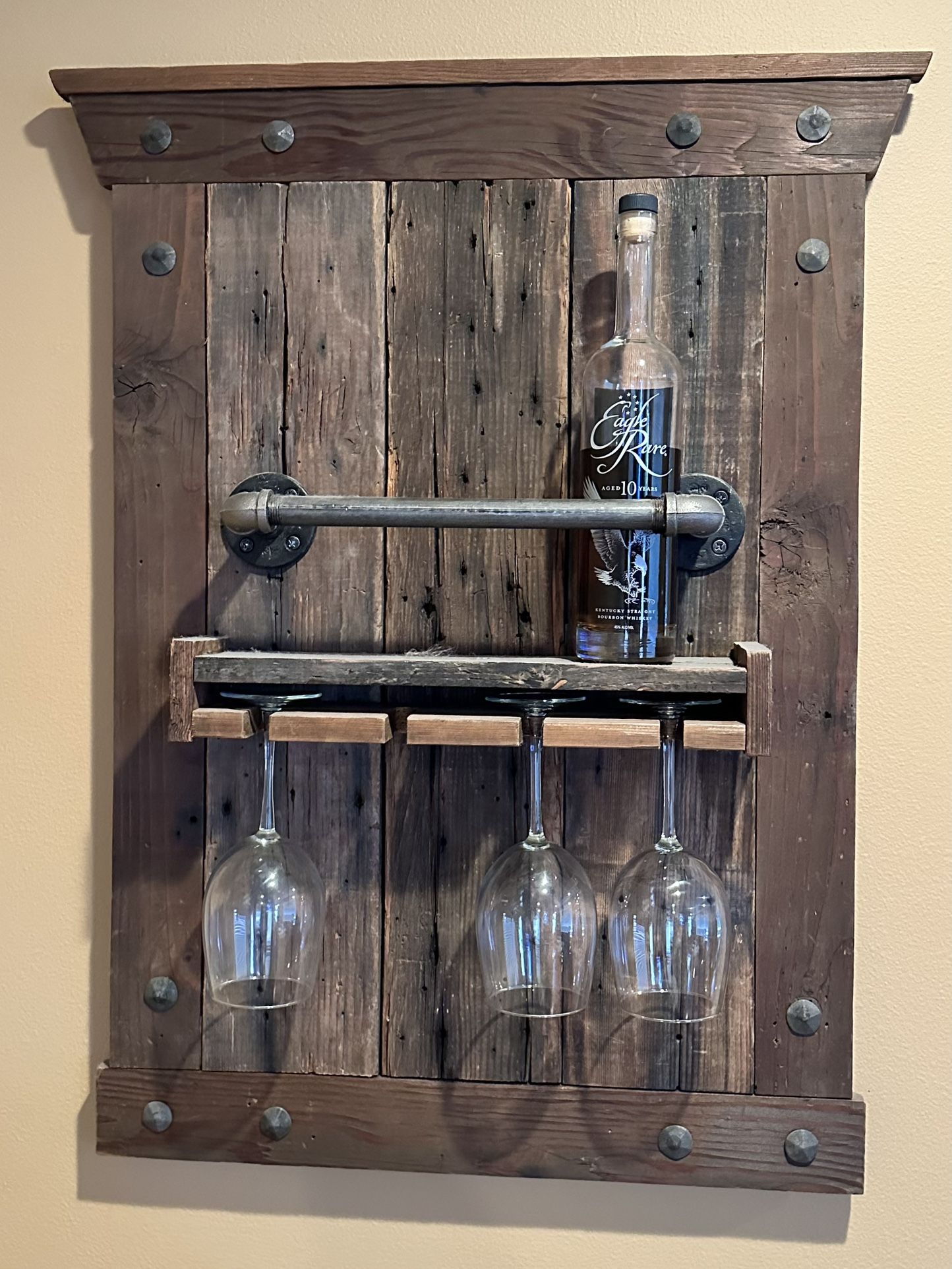 Handmade Solid Wood Wine and Glass Rack