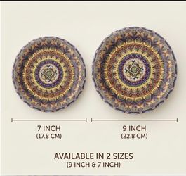50PCS Boho Paper Plates 7Inch & 9Inch, Vintage Bohemian Disposable Dinnerware Plates