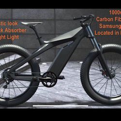 26" TRUE 1000W Electric E Bike Fat Tire CARBON FIBER Bicycle Li-Battery