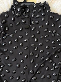 Black Embellished High-Neck Dress