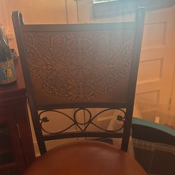 Pair of Bar Height Stools- Hammered Bronze Aesthetic