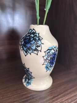 Hand Painted Ceramic Vase (approx 4.5” Tall)