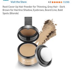 Root Cover Up Hair Powder for Thinning, Grey Hair - Dark Brown for Hairline Shadow, Eyebrows, Beard Line, Bald Spots (Blonde)