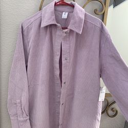 Corduroy Shirt Jacket In Purple Fair 