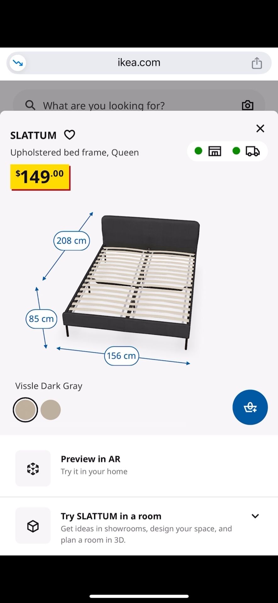 Queen IKEA Bed Frame + Medium Firm Mattress