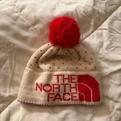 Vintage The North Face Beanie Red Pom Pom