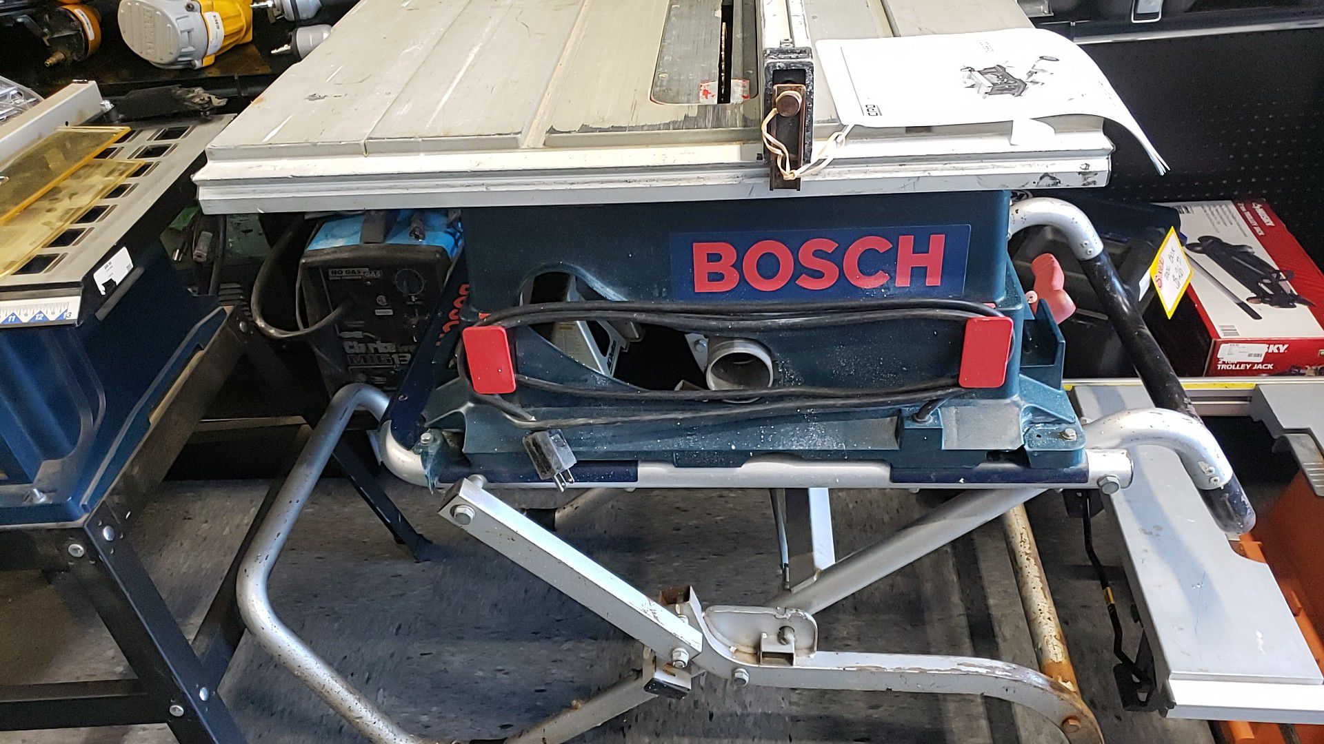 Bosch TS 2000 table saw on stand with wheels