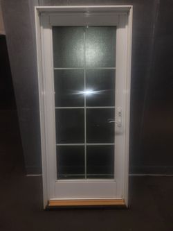 White Exterior Door with Full double pane Glass Panel premium