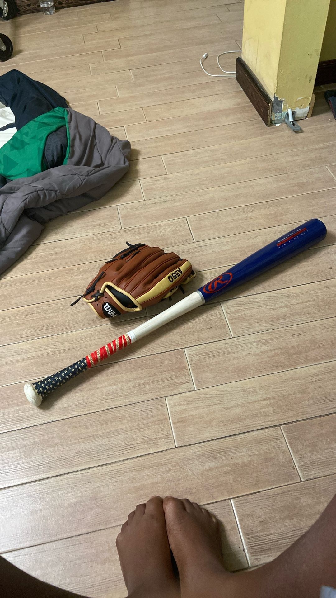 30 Inch Baseball Bat And Left Handed Glove