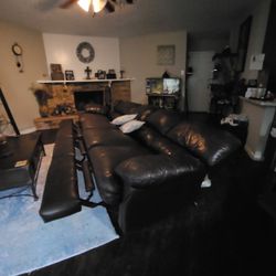 Real Leather Reclining Sofa