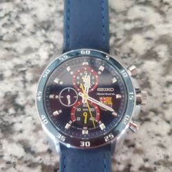 Seiko Quartz Sportura FC BARCELONA SILVER WATCH 