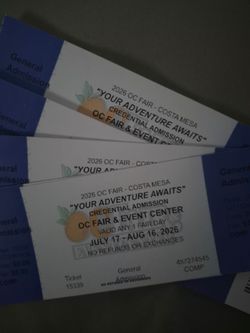 5 qty OC fair tickets General Admission