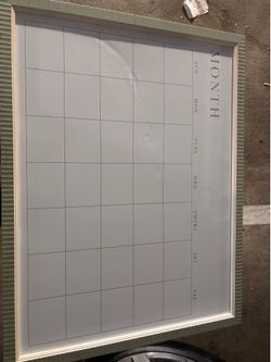Framed Magnetic Dry-Erase Calendar Board