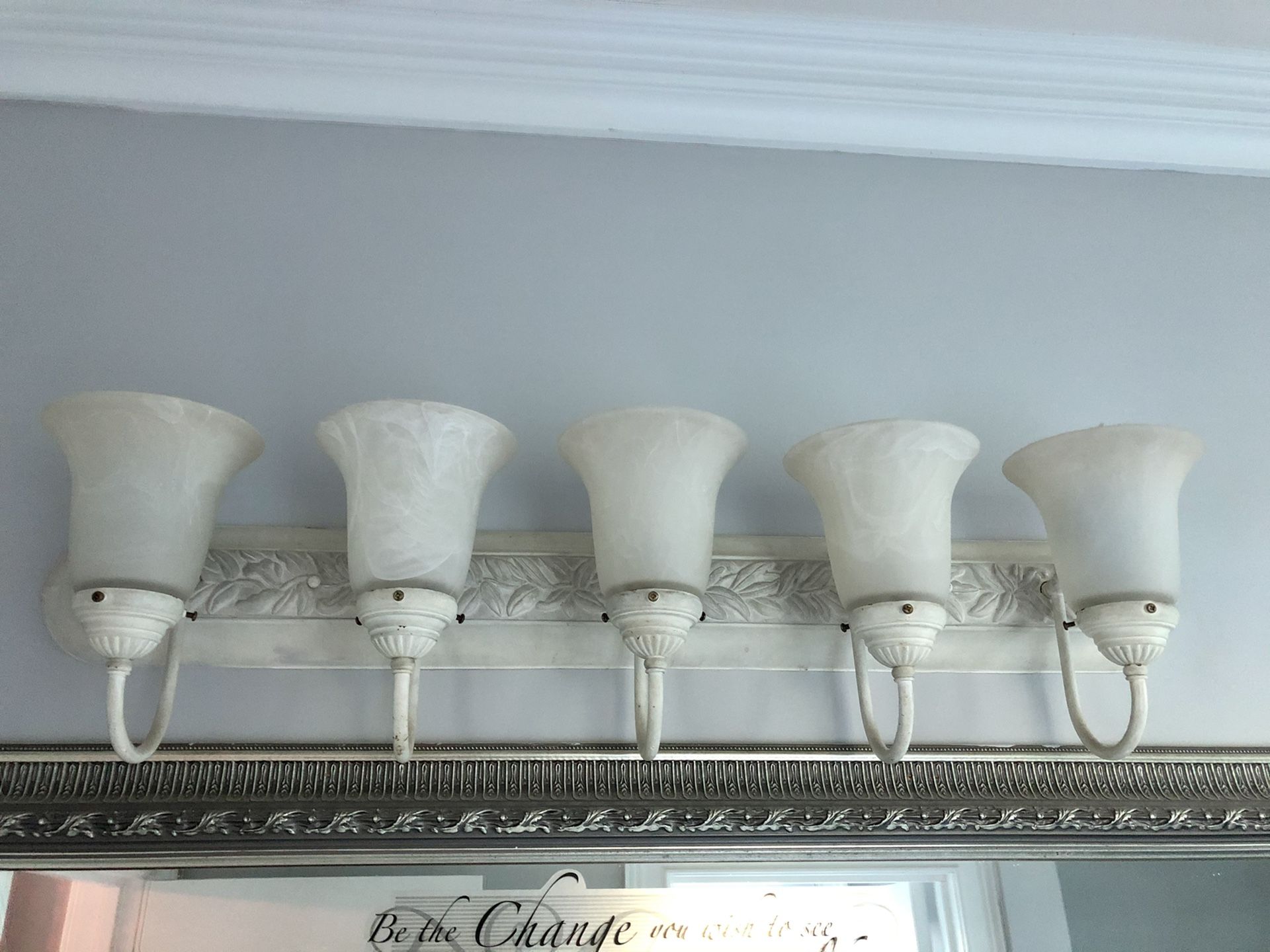 Bathroom vanity light fixtures...2) 5 light fixtures and 1) 2 light fixture***75for all 3