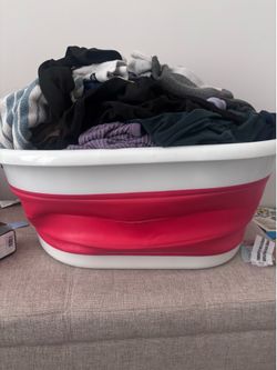 Red collapsible laundry basket
