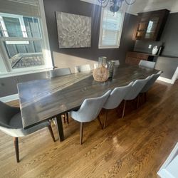 Custom Wood Table and Upholstered Chairs