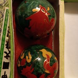 Vintage Chinese Cloisonné Health Iron Ball