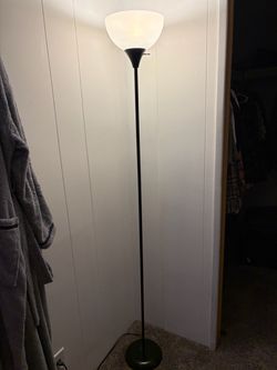 Torchiere Floor Lamp Black with White Shade