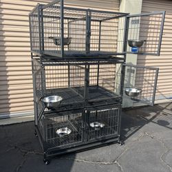 43” Dog Cage Set Of 3 Cages 