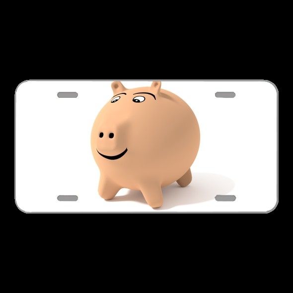 License Plate Novelty Car Front Lucky Pig Piggy Bank Pig Luck