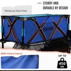 Compare to $160 on Amazon Overmont 400L Foldable Double Decker Wagon - Large Capacity Collapsible Wagon Cart- 52" Extra Long Extender - All-Terrain Bi