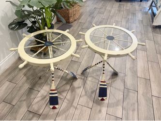 Gorgeous nautical accent tables with oars legs $60 both