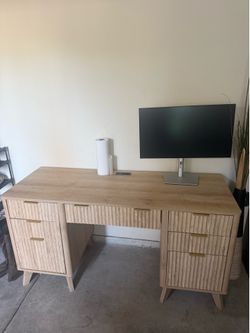 Light wood fluted desk