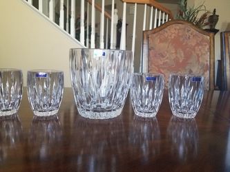 New Waterford Crystal ice bucket and glasses