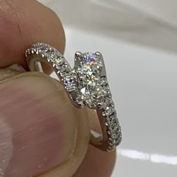 3/4ct Real Diamond And 14kt White Gold Ring Size 4.75