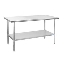HALLY Stainless Steel Table for Prep & Work 30 x 60 Inches, NSF Commercial Heavy Duty Table with Undershelf and Galvanized Legs for Restaurant, Home a