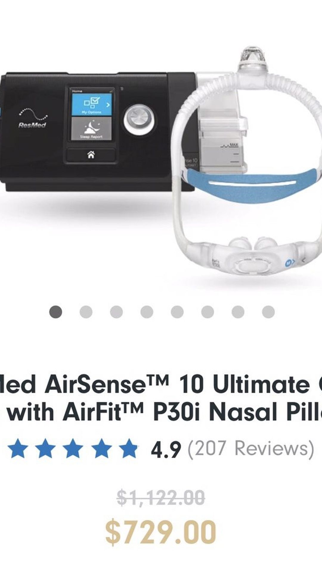 ResMed Air Sense CPAP Machine w/Humid Air with Travel Bag