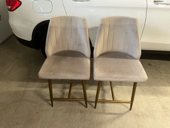 Two Counter Height Velvet Stools